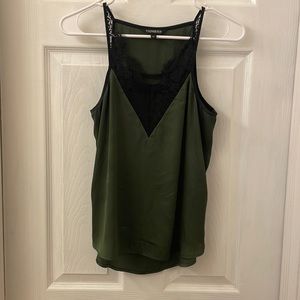 Green lace silk women’s top size Xs